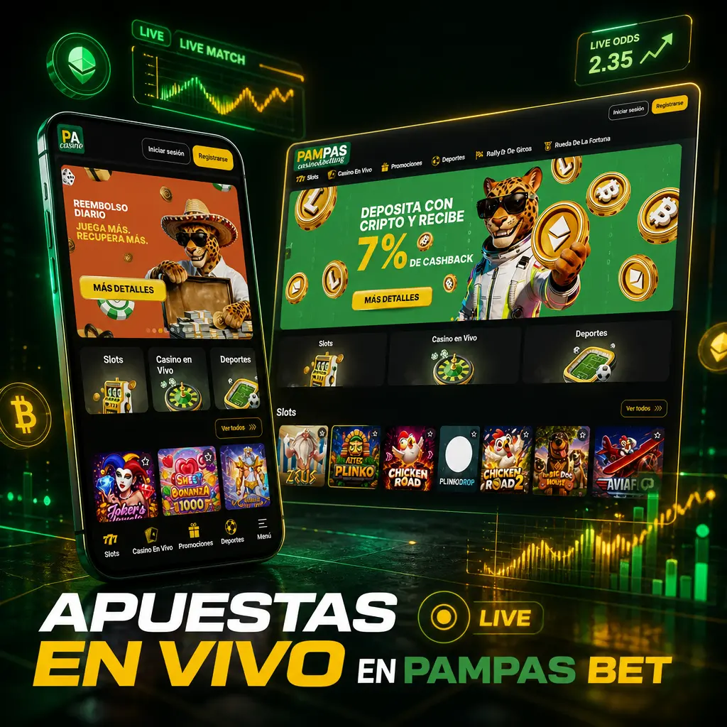 Panel de apuestas en vivo de Pampas bet con cuotas actualizadas, marcador y mercados para fútbol, tenis y esports.