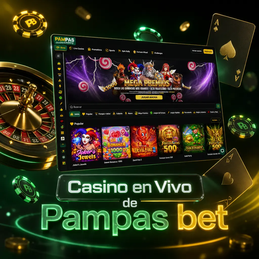 Casino en vivo de Pampas bet con ruleta, blackjack, baccarat, game shows y póker transmitidos en directo con crupieres reales.
