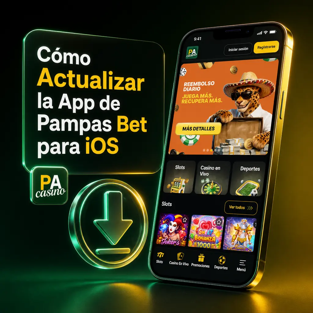 Pasos para actualizar la app web de Pampas Bet en iOS: abrir Safari, recargar la página y verificar el ícono 2026.