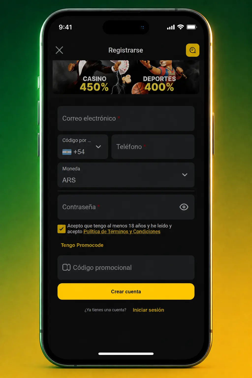 Pasos para crear una cuenta en Pampas Bet: registro rápido con datos personales y código de verificación
