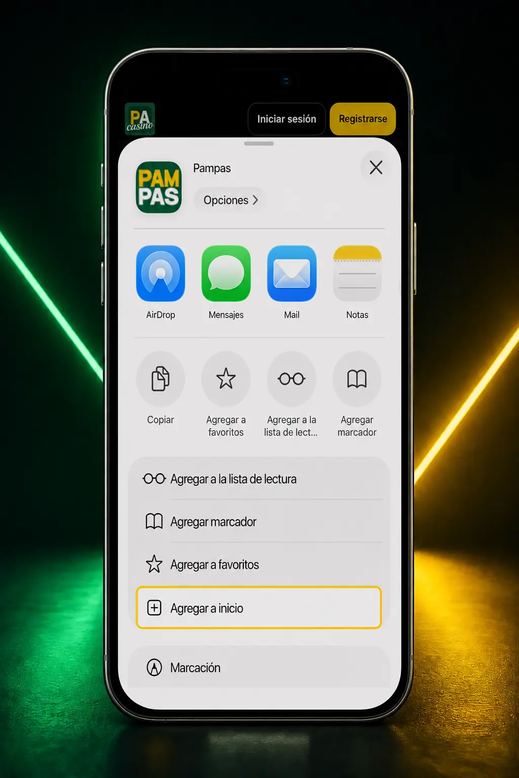 Pasos para descargar e instalar la app de Pampas Bet en iOS desde Safari, sin usar la App Store