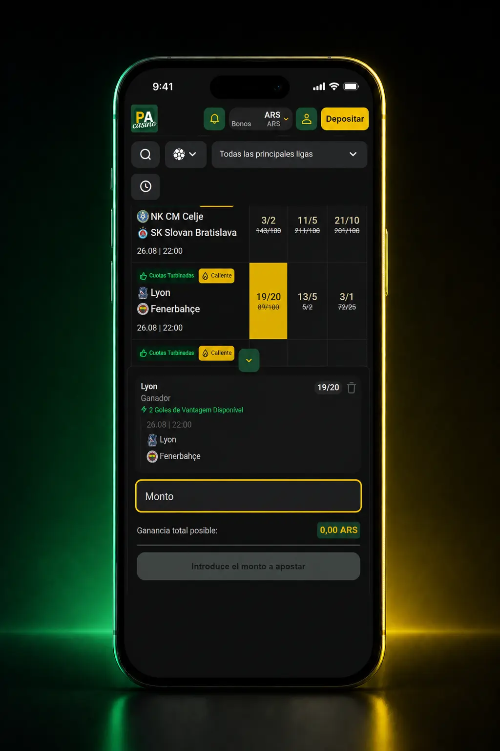 Pasos para hacer una apuesta deportiva en Pampas bet desde el boleto virtual, mostrados en captura de pantalla móvil
