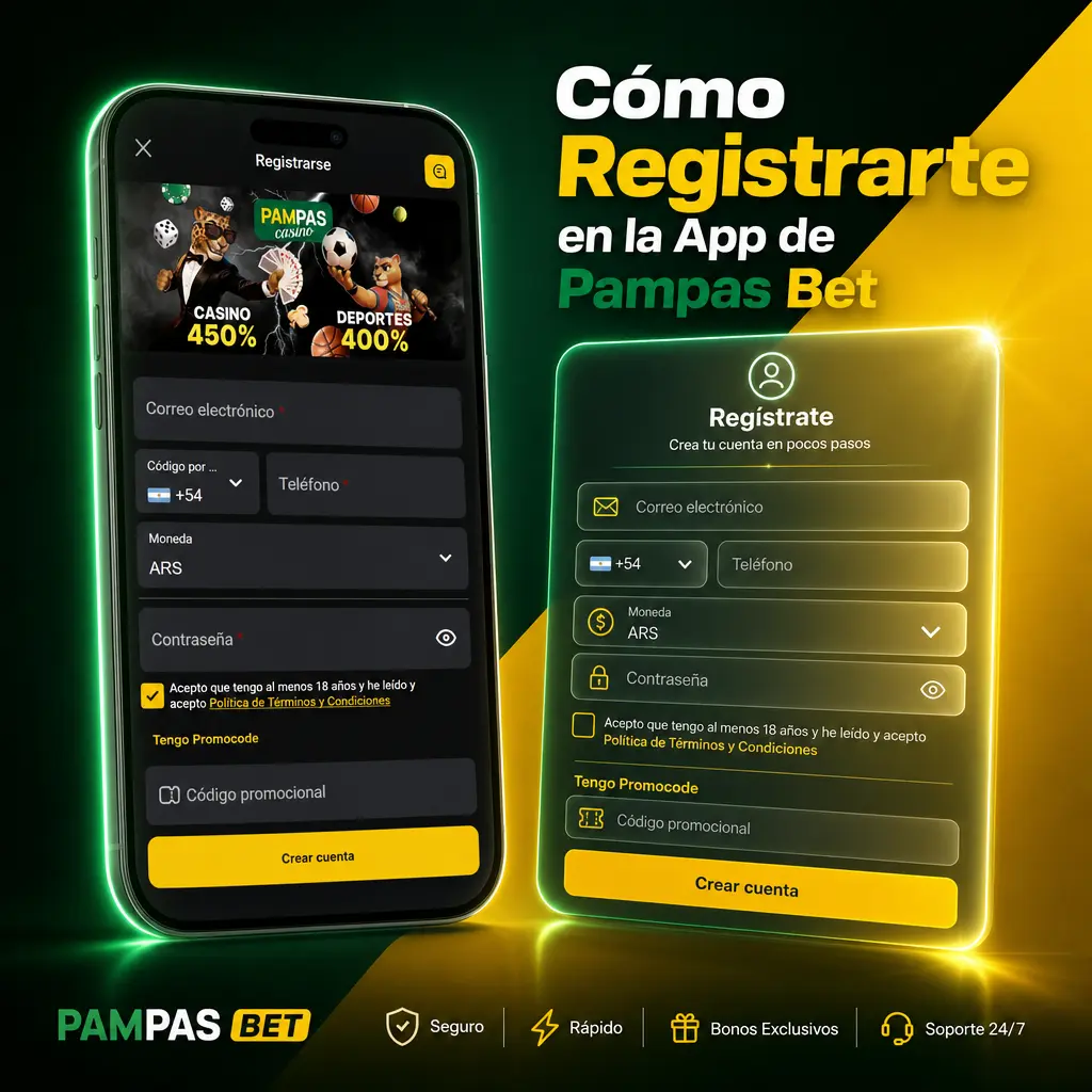 Pasos para registrarte en la app de Pampas Bet y crear tu cuenta rápidamente desde tu celular en Argentina.
