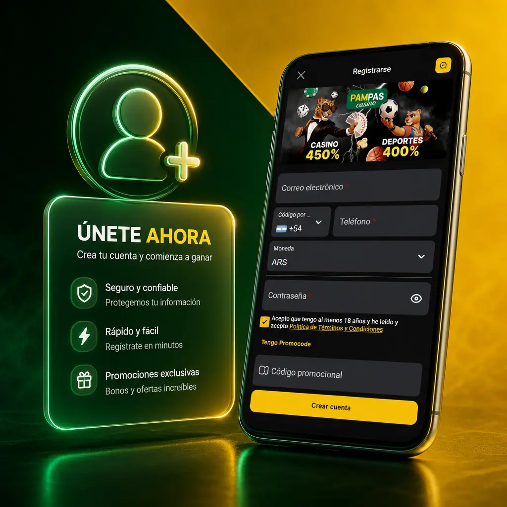 Pasos para registrarte en Pampas bet Argentina y acceder al bono de bienvenida, casino en vivo y apuestas deportivas.