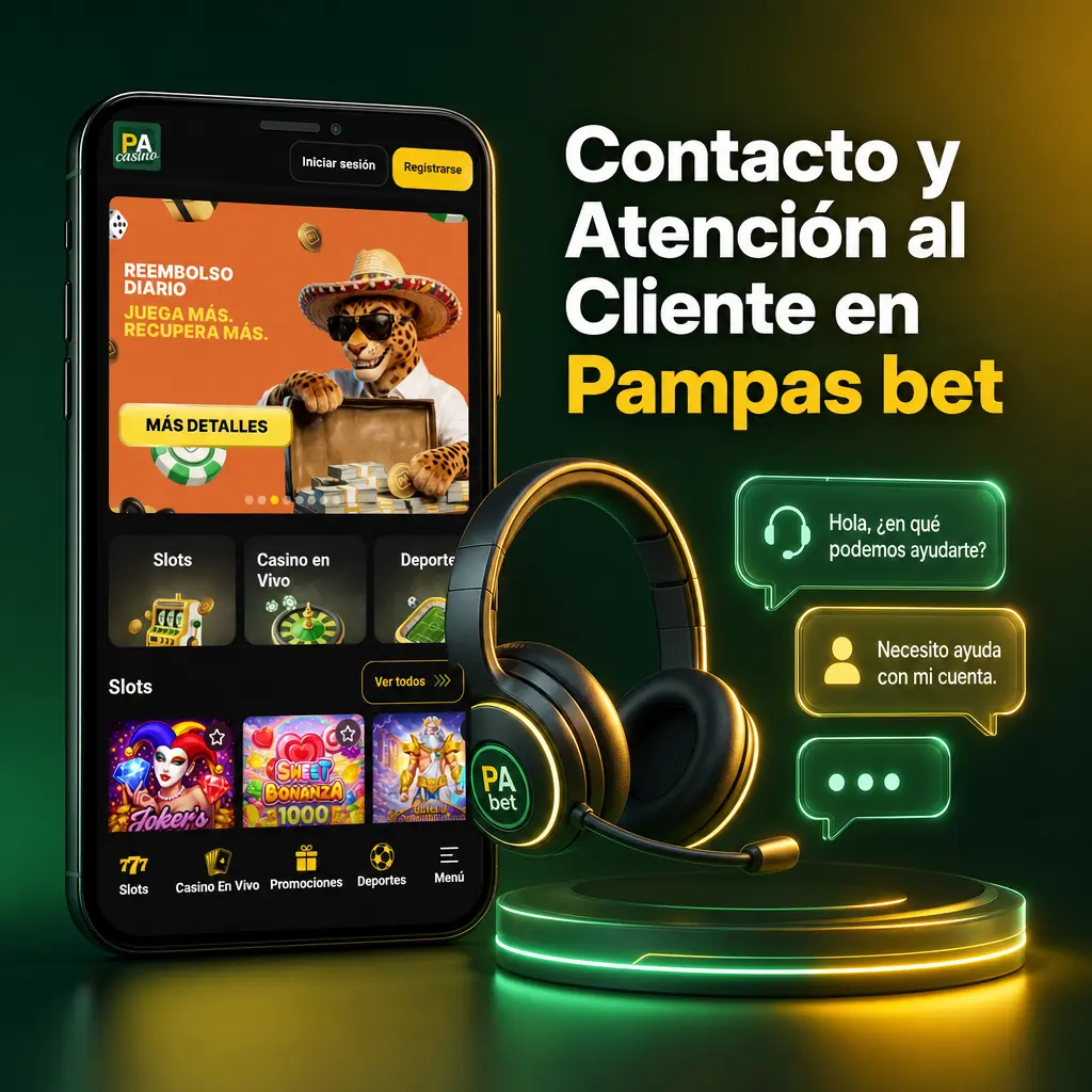 Soporte al cliente de Pampas bet disponible las 24 horas: chat en vivo, correo, WhatsApp y centro de ayuda