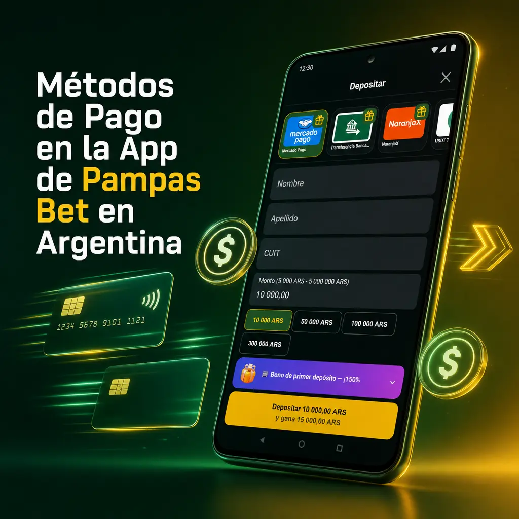 Métodos de pago en la app de Pampas Bet Argentina: Mercado Pago, transferencia bancaria, NaranjaX y USDT TRC-20
