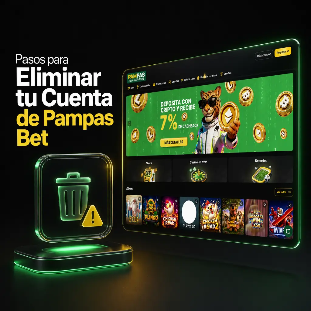 Pasos para eliminar tu cuenta de Pampas Bet desde la configuración del perfil y confirmar el cierre por correo electrónico.