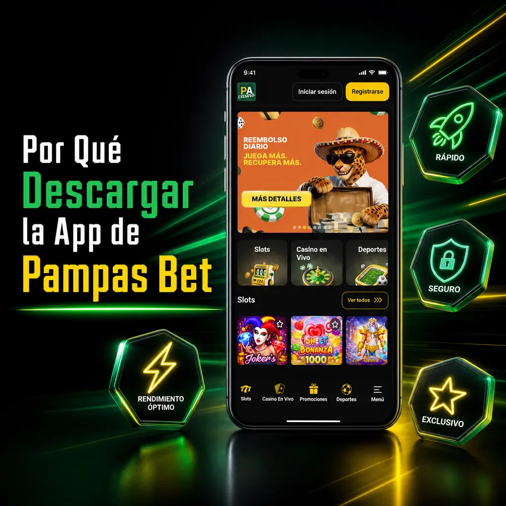 App de Pampas Bet: carga rápida, notificaciones en vivo y acceso directo para apostar en casino y deportes.