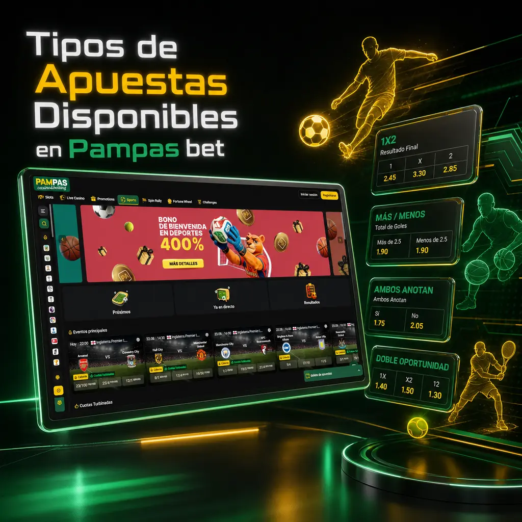 Tipos de apuestas en Pampas Bet: simple, combinada, sistema y Cash Out para todos los niveles de riesgo.